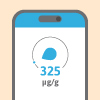 Illustration of a smartphone displaying a calprotectin test result for IBD monitoring.